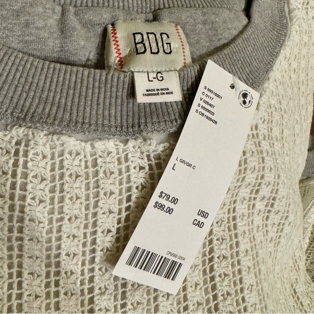 NWT BDG Doily Cropped Crew Neck Sweatshirt - Picture 5 of 6